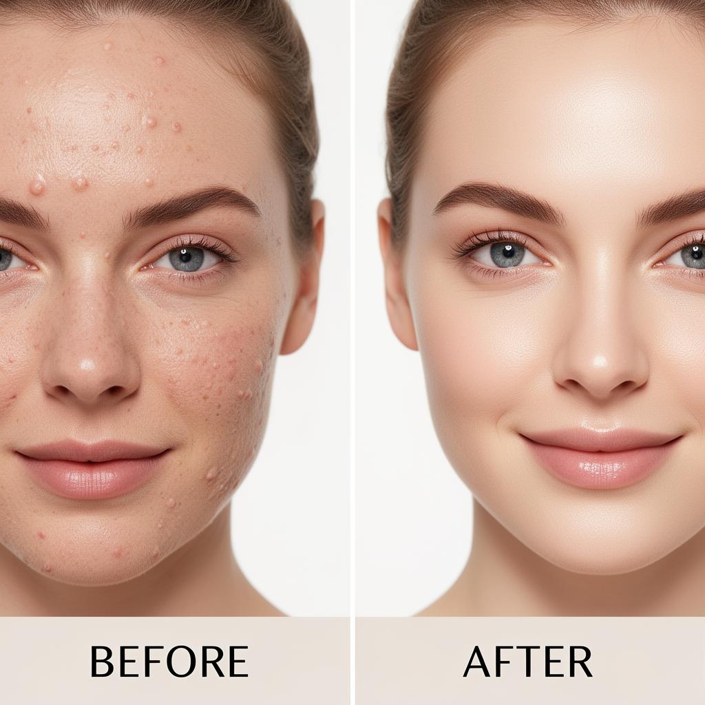 Hydrafacial before and after showing smoother texture